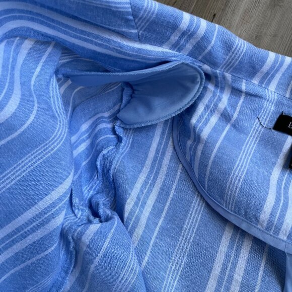 Ellen Tracy Blue & White Striped Linen Blend Blazer, Size Small - Picture 8 of 11